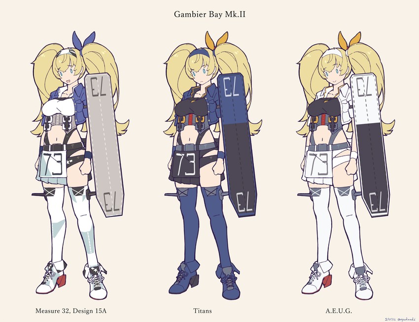 gambier bay, gundam mk ii, and gambier bay mk ii (kantai collection and 2 more) drawn by nakaaki_masashi