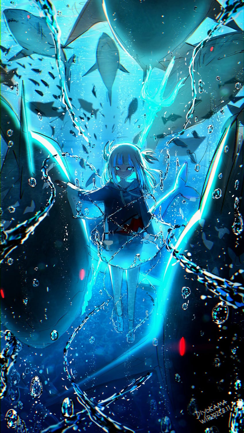 gawr gura (hololive and 1 more) drawn by diyokama