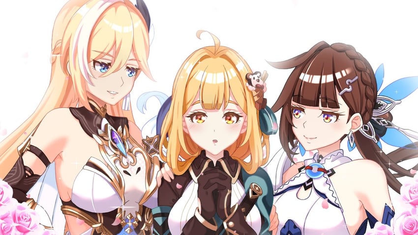 durandal, li sushang, and susannah manatt (honkai and 1 more) drawn by ryuusan_(leuthan698)