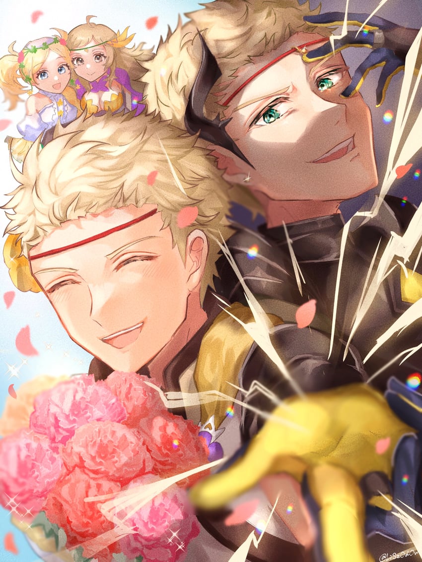 ophelia, lissa, owain, and odin (fire emblem and 3 more) drawn by youhei_choregi