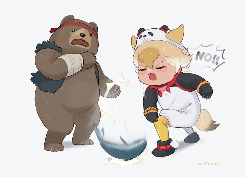 coyote, kuma, and panda (kemono friends and 2 more) drawn by beleven