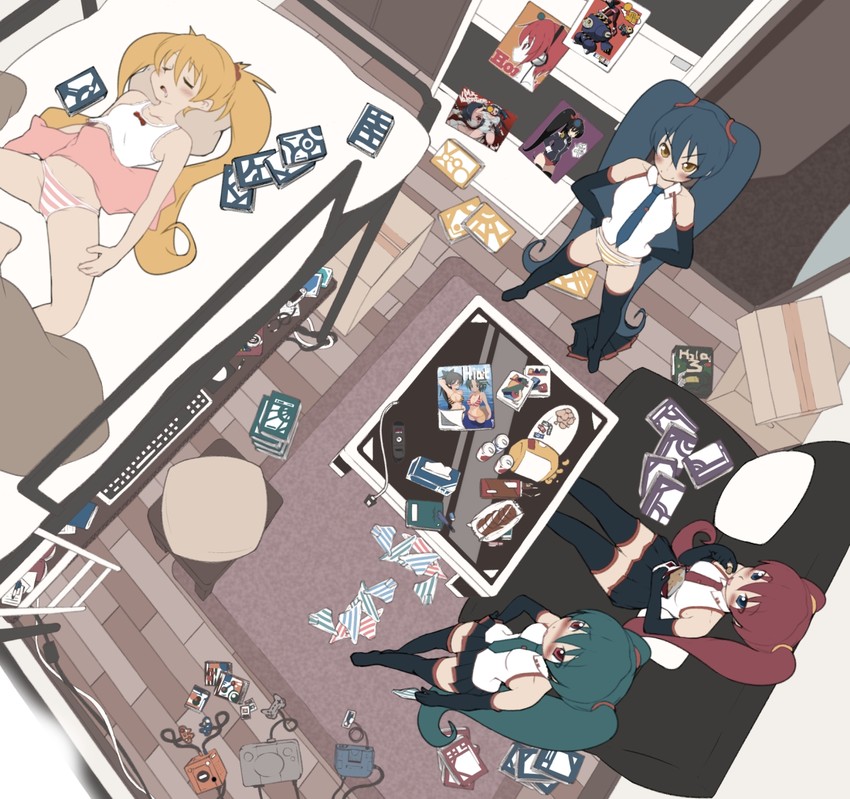hatsune miku, ganaha hibiki, tron bonne, natalia, ashley, and 3 more (idolmaster and 5 more) drawn by yajirushi_kaku