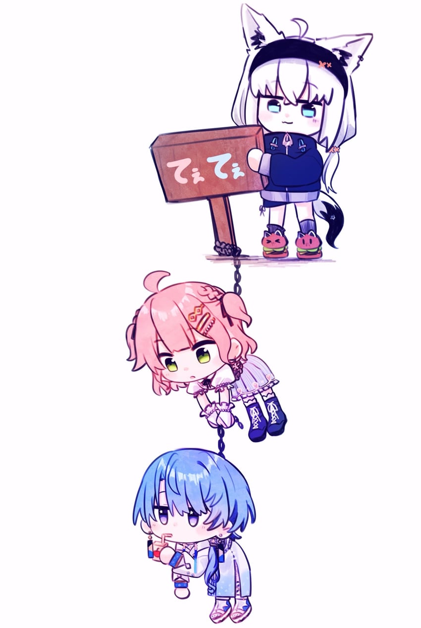 shirakami fubuki, hoshimachi suisei, and sakura miko (hololive) drawn by yumi5469
