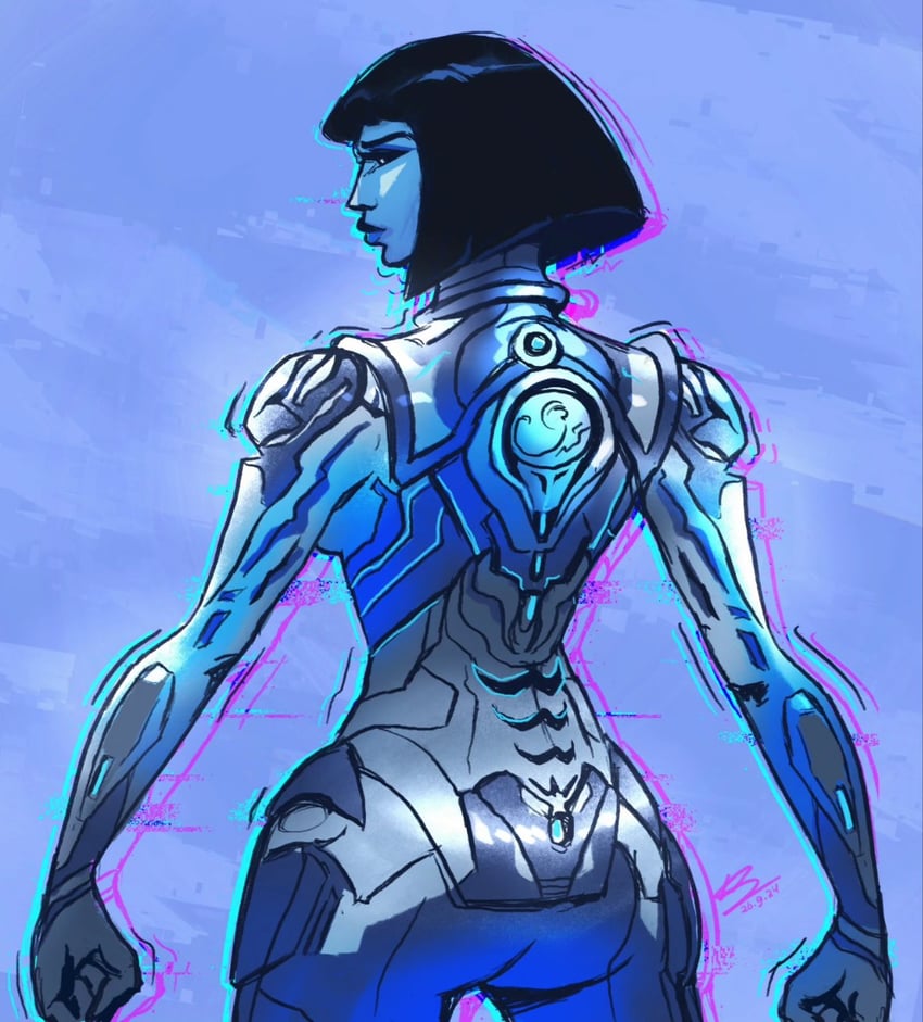 cortana (halo and 1 more) drawn by moontowhee