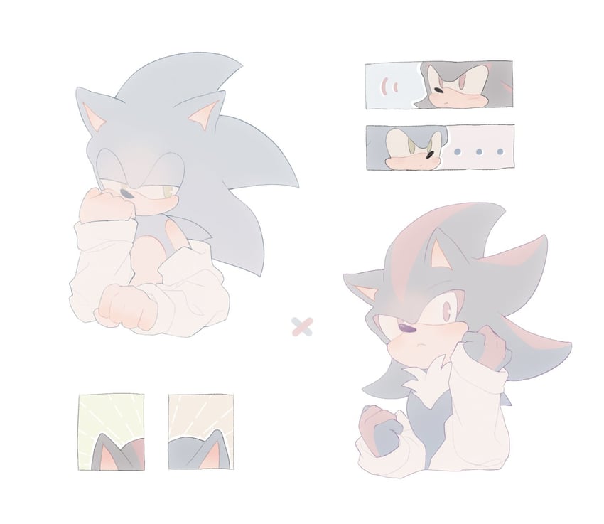 sonic the hedgehog and shadow the hedgehog (sonic) drawn by mo0n_friend