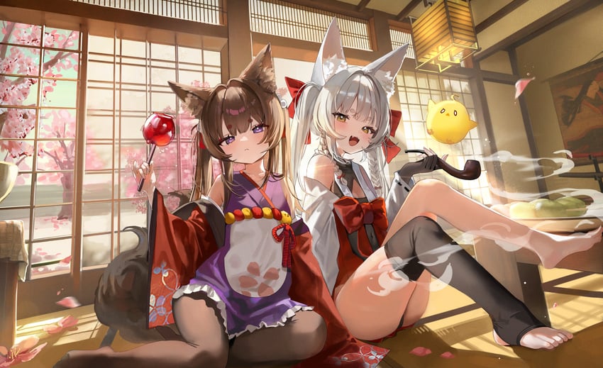 manjuu, amagi-chan, and asanagi (azur lane) drawn by riko_(rik0ring)