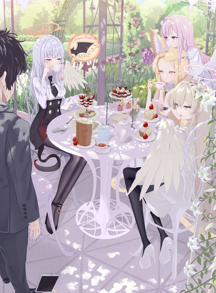 sensei, mika, seia, haruna, and nagisa (blue archive and 1 more) drawn by la_la_la_rarmin