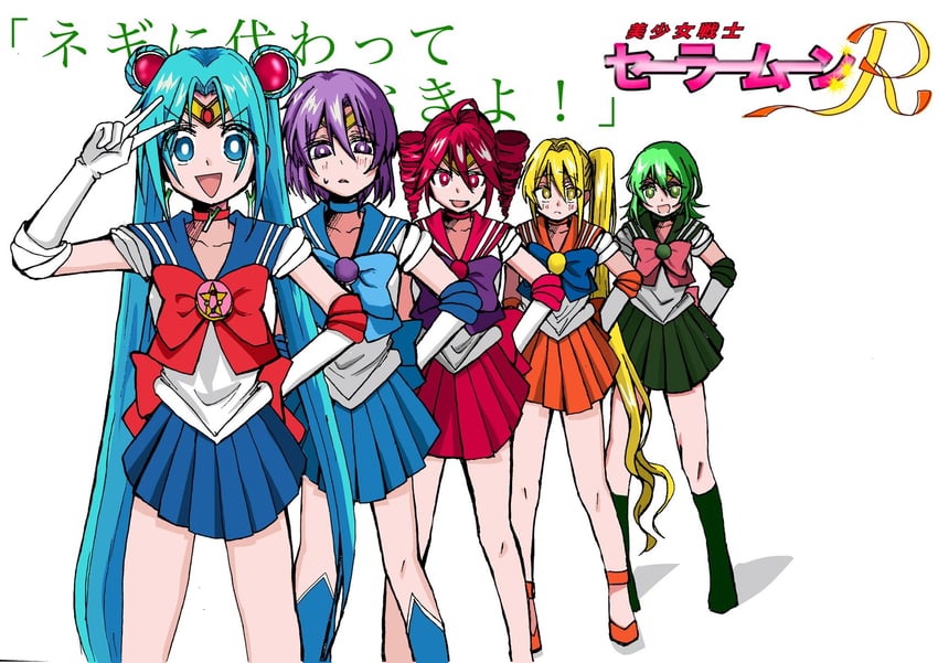 hatsune miku, kasane teto, gumi, sailor moon, sailor mercury, and 5 more (vocaloid and 4 more) drawn by himatubusiniki