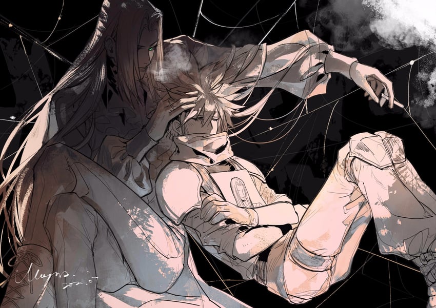 cloud strife and sephiroth (final fantasy and 1 more) drawn by moyna