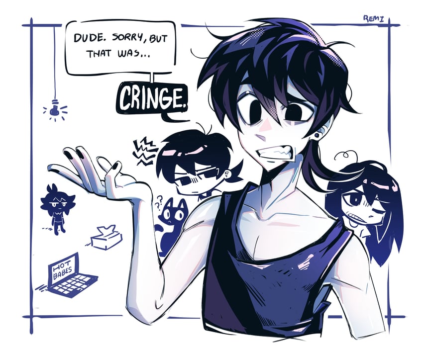 omori, mari, mewo, stranger, and omoriboy (omori) drawn by remi_(mozzaremi)