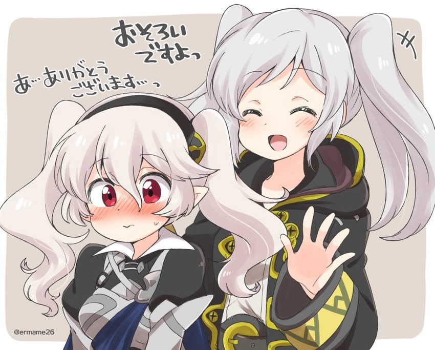 female corrin and female robin (fire emblem and 2 more) drawn by eromame