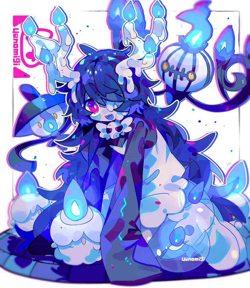litwick, chandelure, and lampent (original and 1 more) drawn by uenomigi