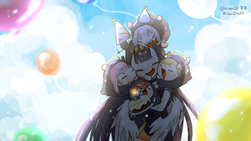 gawr gura, mori calliope, ninomae ina'nis, takanashi kiara, watson amelia, and 1 more (hololive and 1 more) drawn by noaqi77