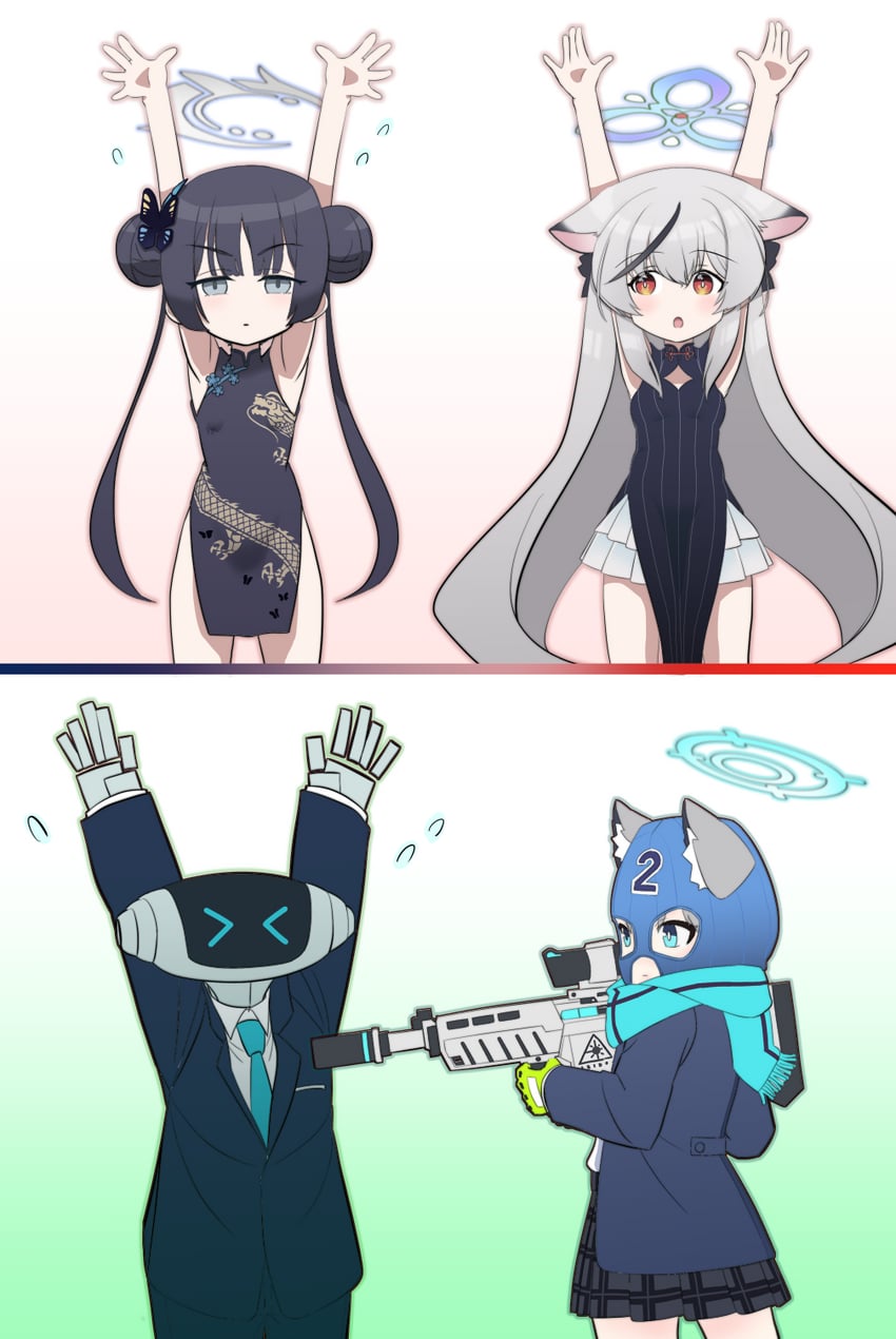 shiroko, kisaki, kokona, and android (blue archive) drawn by noharaga4