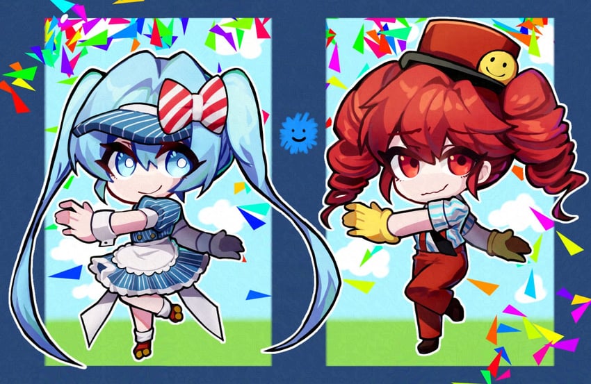 hatsune miku and kasane teto (vocaloid and 2 more) drawn by hb_tangerine