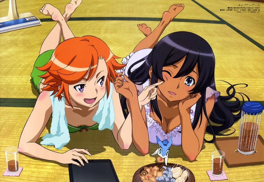 mutou hana, yomatsuri akari, and pitz (animedia and 1 more) drawn by yamazaki_hideki