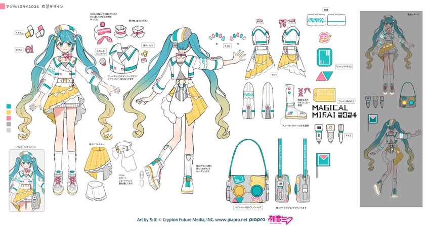 hatsune miku and magical mirai miku (vocaloid and 1 more) drawn by tama_(songe)