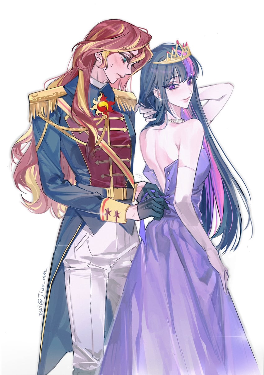 twilight sparkle and sunset shimmer (my little pony and 2 more) drawn by m_omoo
