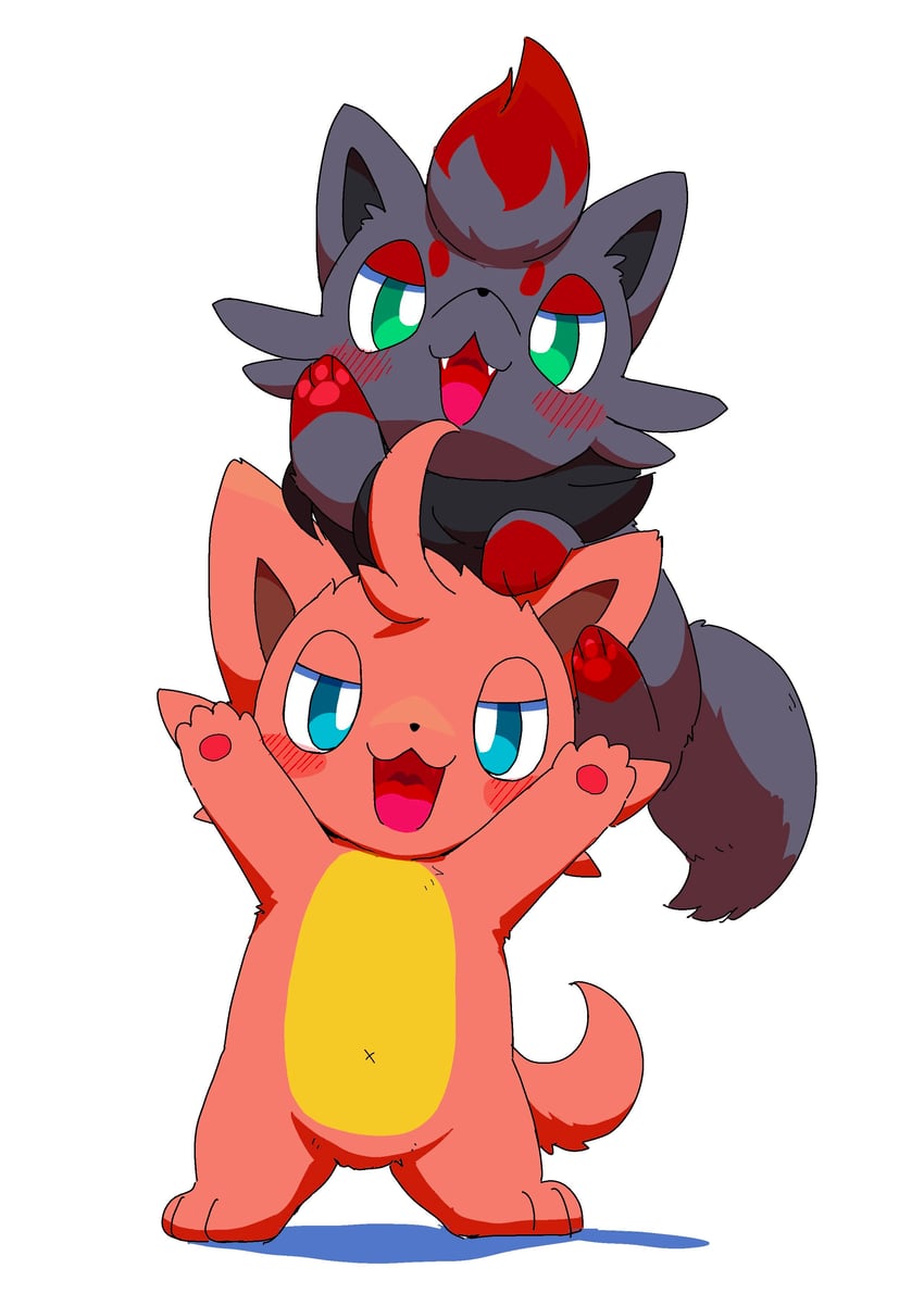 zorua and cattiva (pokemon and 1 more) drawn by thematy
