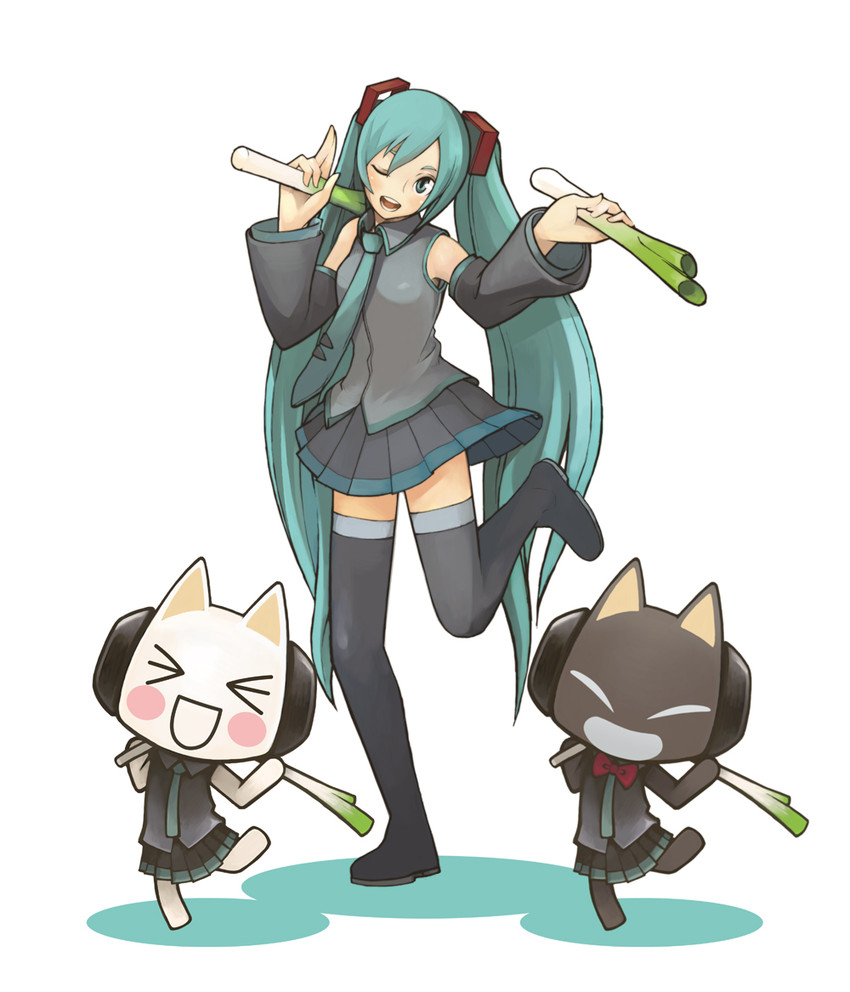 hatsune miku, inoue toro, and kuro (vocaloid and 1 more) drawn by tomohito