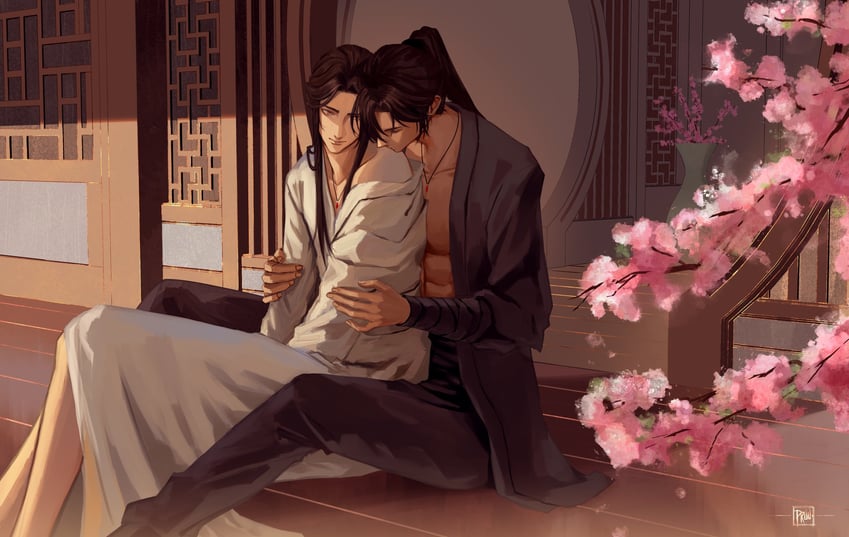 chu wanning and mo ran (erha he ta de bai mao shizun) drawn by pruu_art