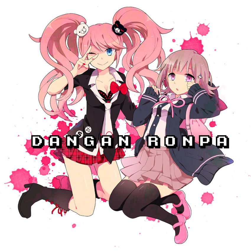nanami chiaki and enoshima junko (danganronpa and 3 more) drawn by torinotori29