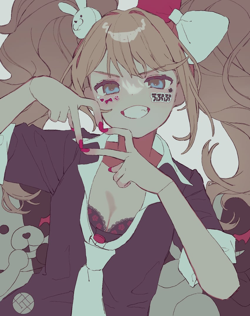 enoshima junko and monokuma (danganronpa and 1 more) drawn by napenasupe