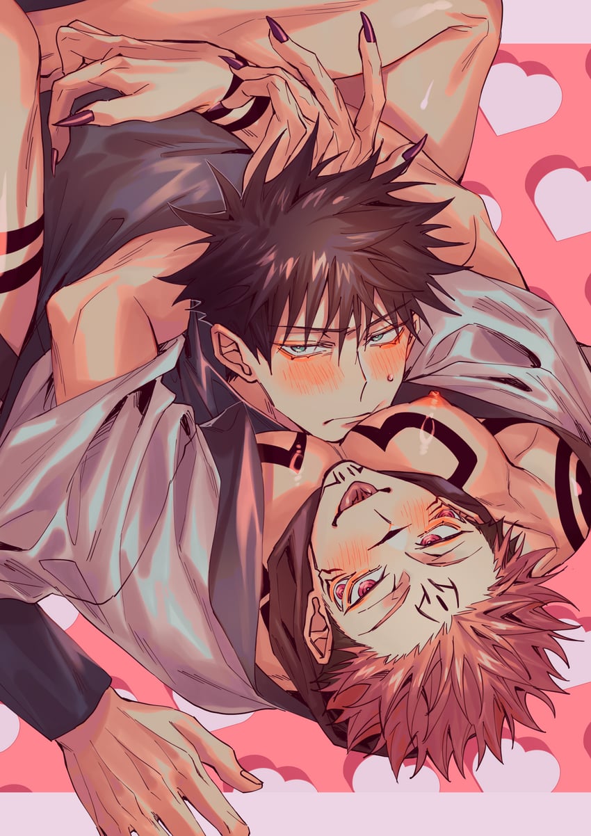 fushiguro megumi and ryoumen sukuna (jujutsu kaisen) drawn by azukiharuta_ju