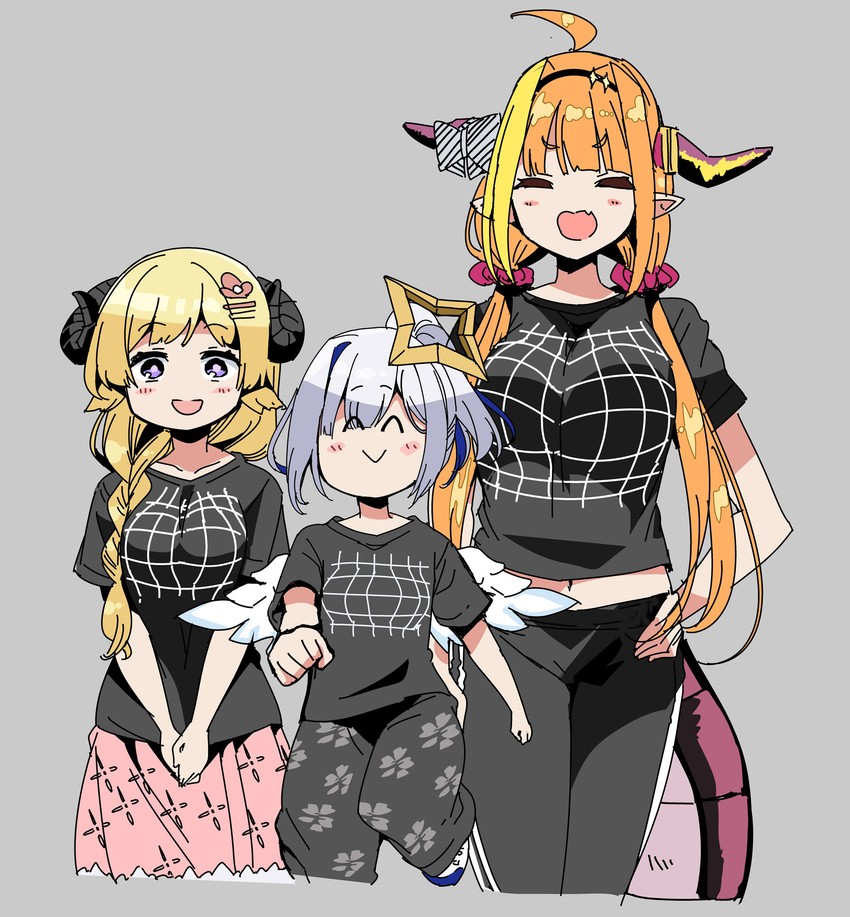 amane kanata, kiryu coco, and tsunomaki watame (hololive) drawn by od_od5392