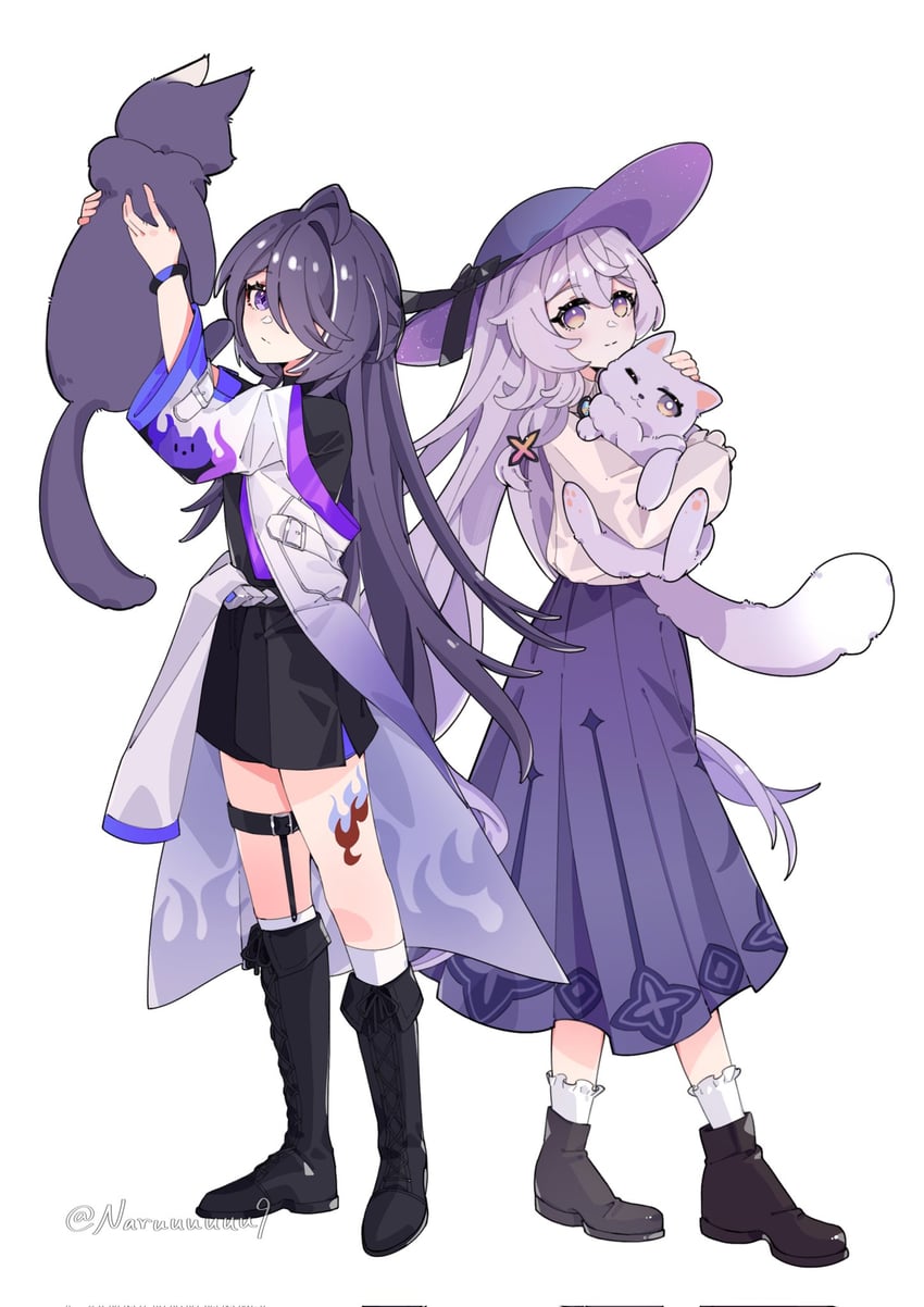 acheron and black swan (honkai and 1 more) drawn by naruuuuuu9
