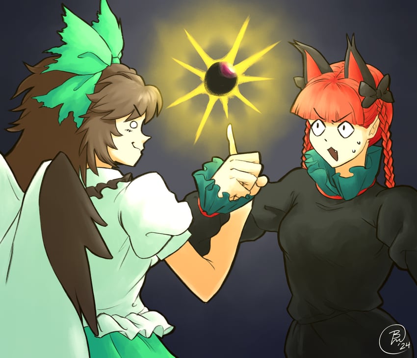 kaenbyou rin and reiuji utsuho (touhou and 1 more) drawn by bread_master