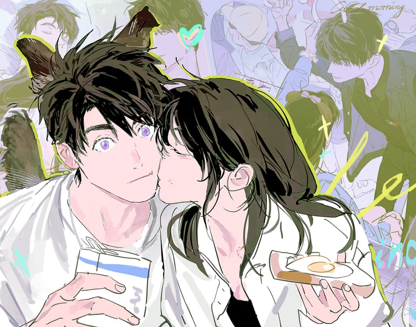 protagonist and caleb (love and deepspace) drawn by bosi_tenghu