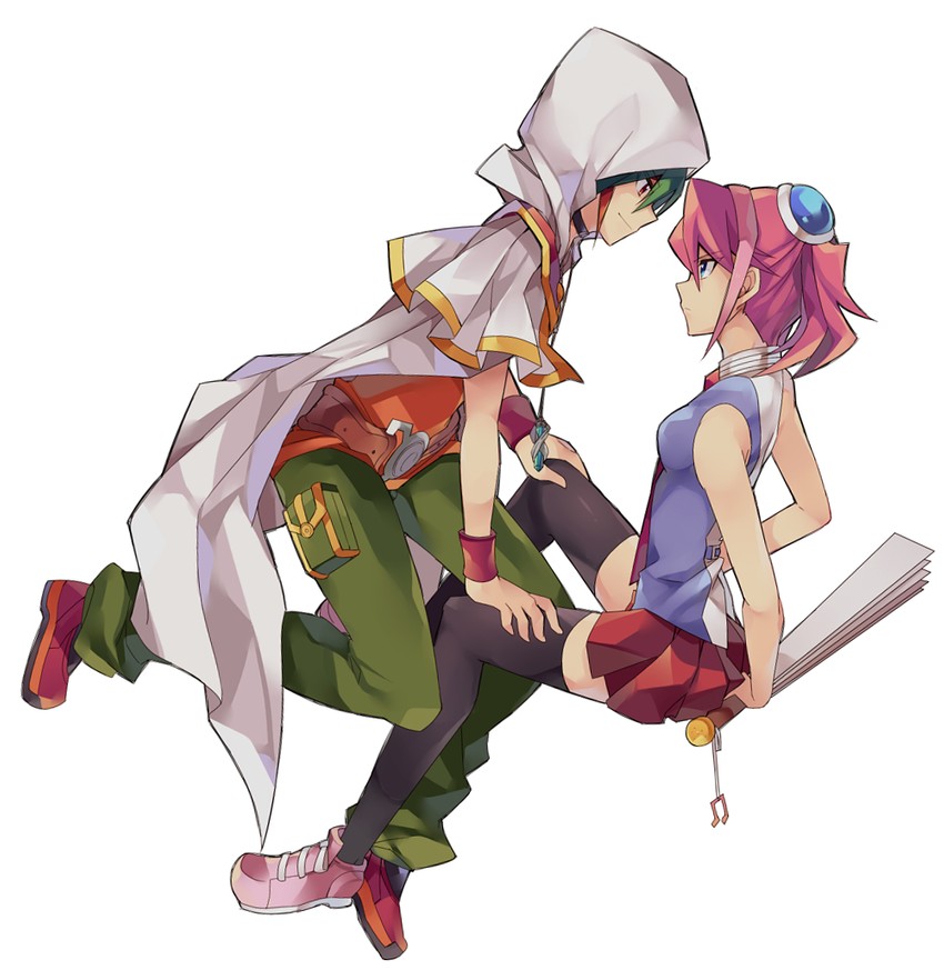 hiiragi yuzu and sakaki yuya (yu-gi-oh! and 1 more) drawn by rento_(rukeai)