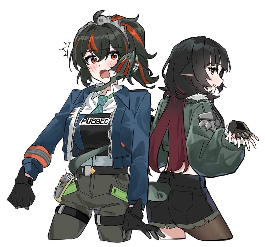 jane doe and zhu yuan (zenless zone zero) drawn by danji_bang