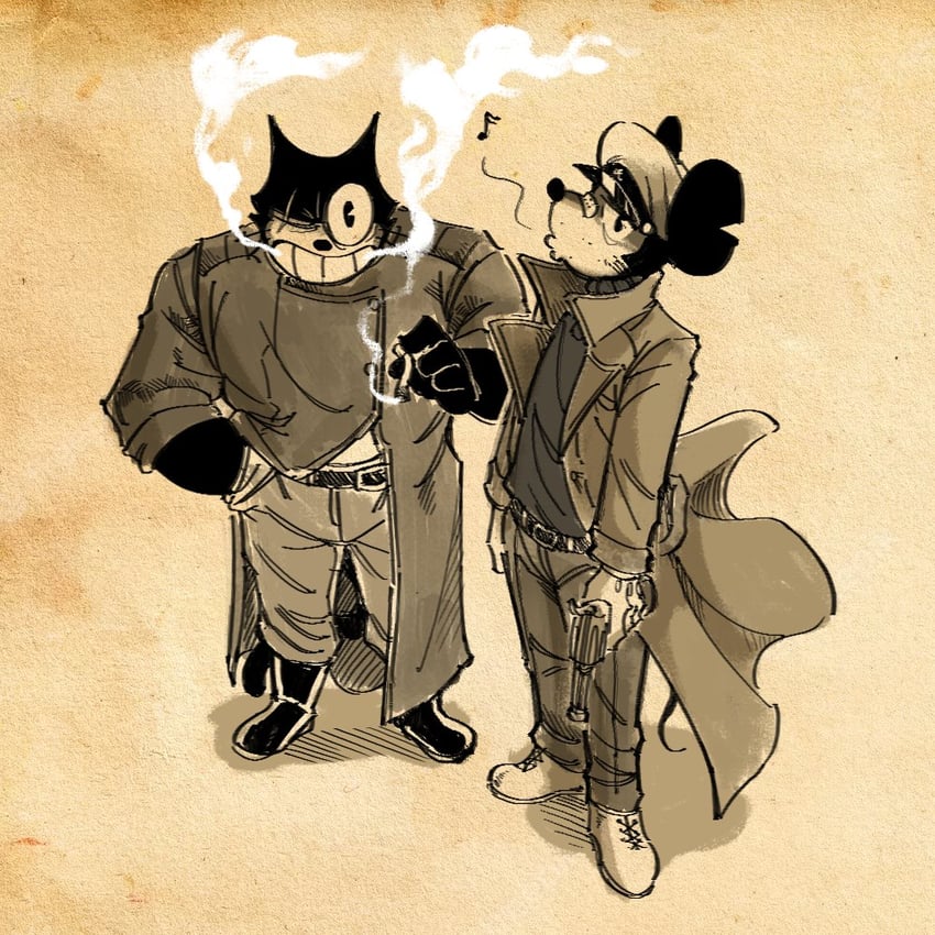 mickey mouse and felix the cat (mickey mouse & friends and 2 more) drawn by jinjango