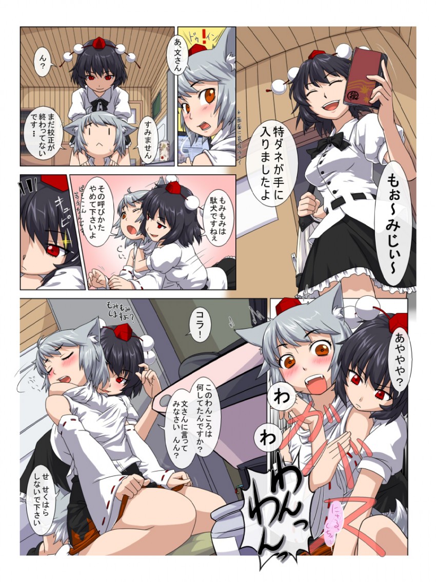 shameimaru aya and inubashiri momiji (touhou) drawn by captain_freedom