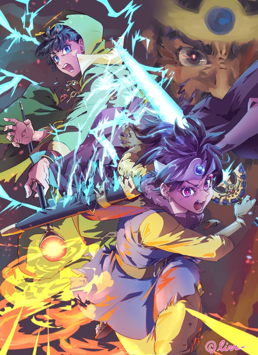 roto, heroine, mage, and ortega (dragon quest and 1 more) drawn by shey93735903