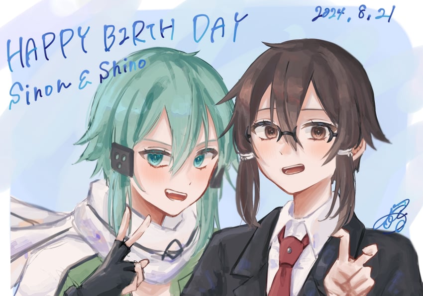sinon and asada shino (sword art online) drawn by yato_a2