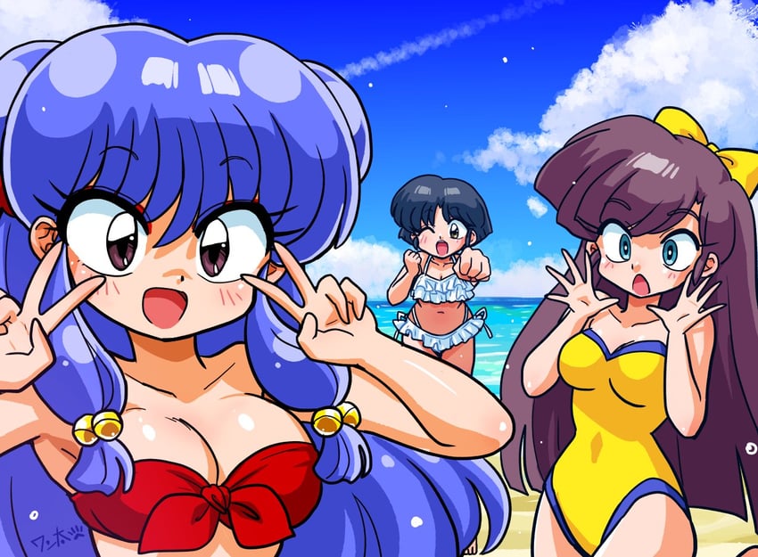 shampoo, tendou akane, and kuonji ukyou (ranma 1/2) drawn by wanta_(futoshi)