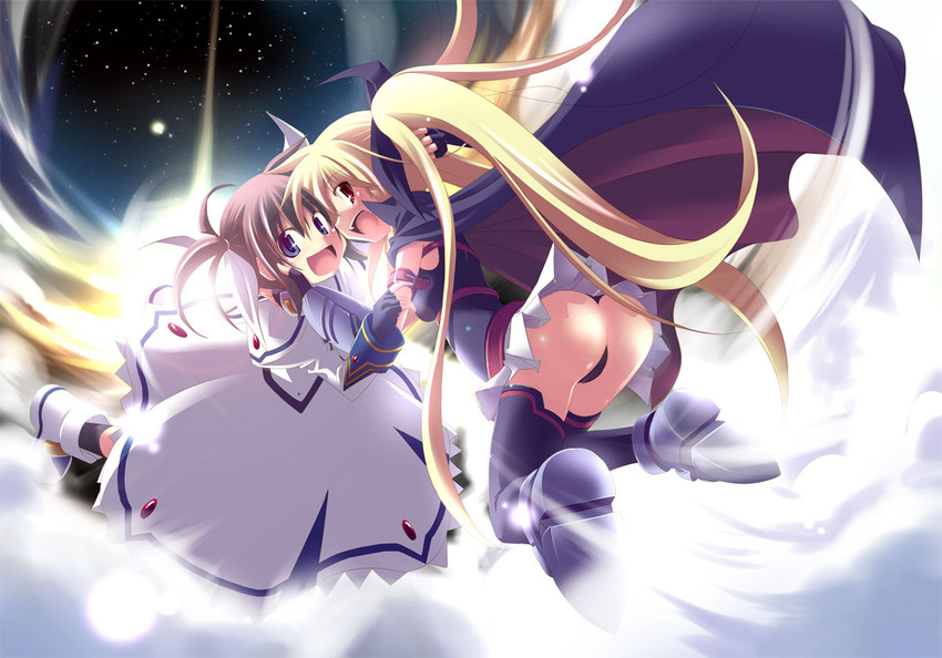 fate testarossa and takamachi nanoha (lyrical nanoha and 2 more) drawn by kazekawa_nagi