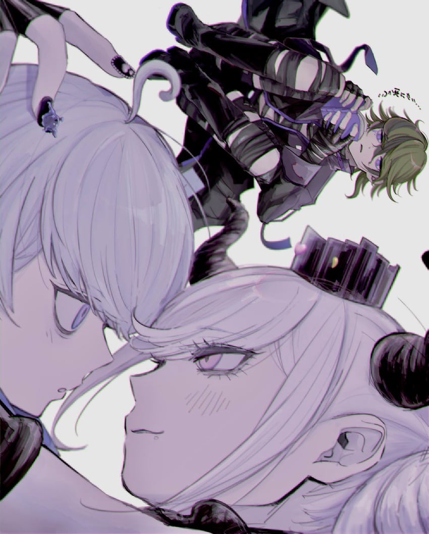 shinigami, yuma kokohead, and vivia twilight (master detective archives: rain code) drawn by sumino_suito