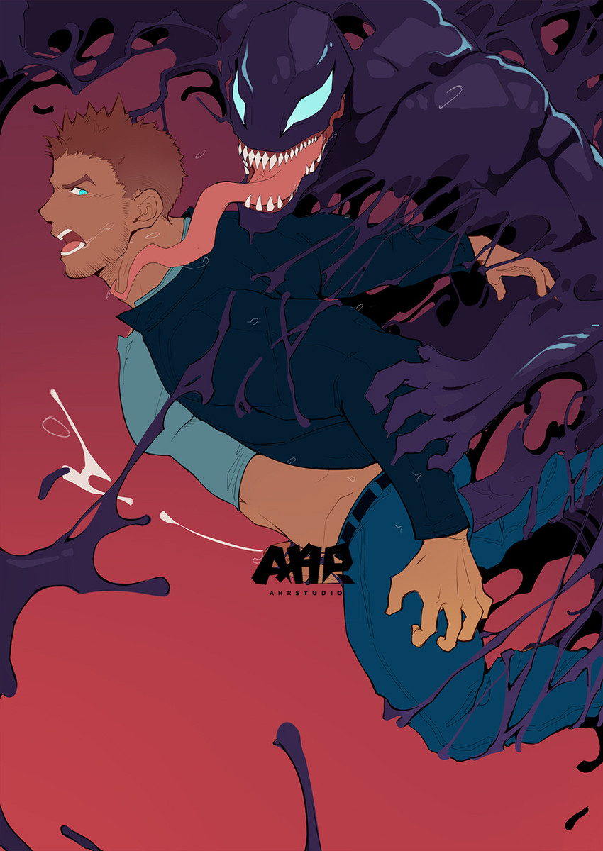 venom and eddie brock (marvel) drawn by masayoshi_togashi_(alu379)