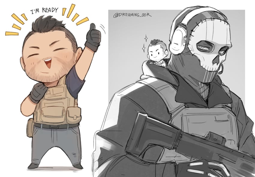 ghost and soap (call of duty and 1 more) drawn by dreaming_oor