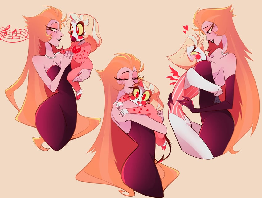 lucifer morningstar, charlie morningstar, and lilith (hazbin hotel) drawn by chandllucky