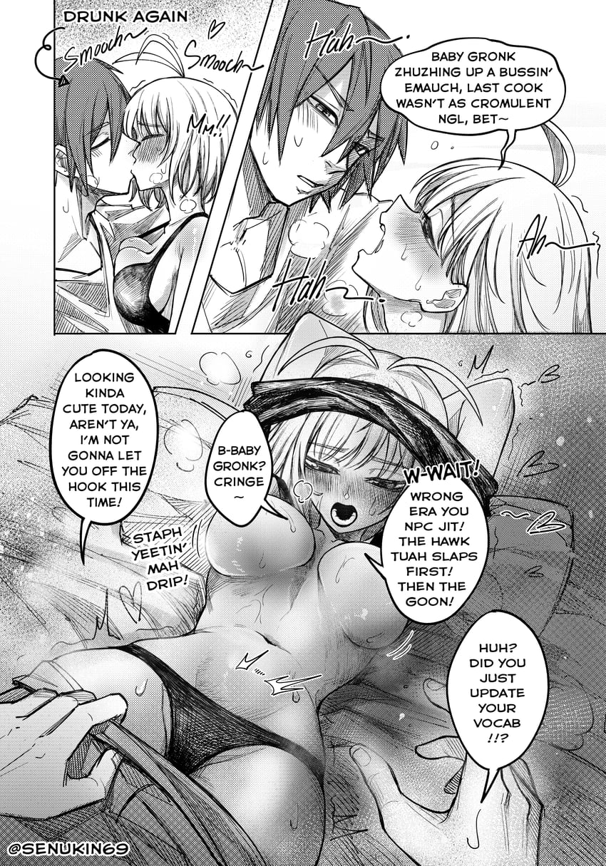 luvvy gronk and john dinne (brainrot girlfriend) drawn by senukin