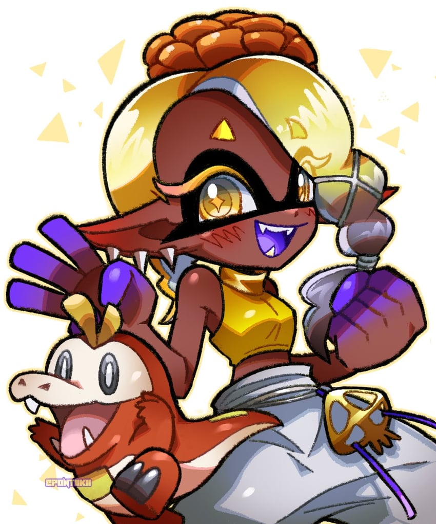 fuecoco and frye (pokemon and 2 more) drawn by pontiikii