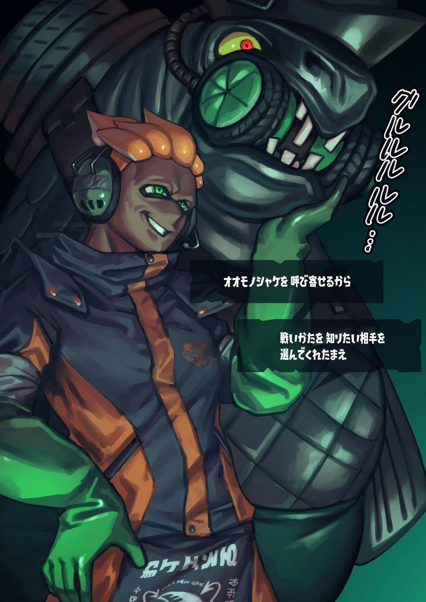 inkling player character, inkling boy, and steelhead (splatoon) drawn by rk_splaworks