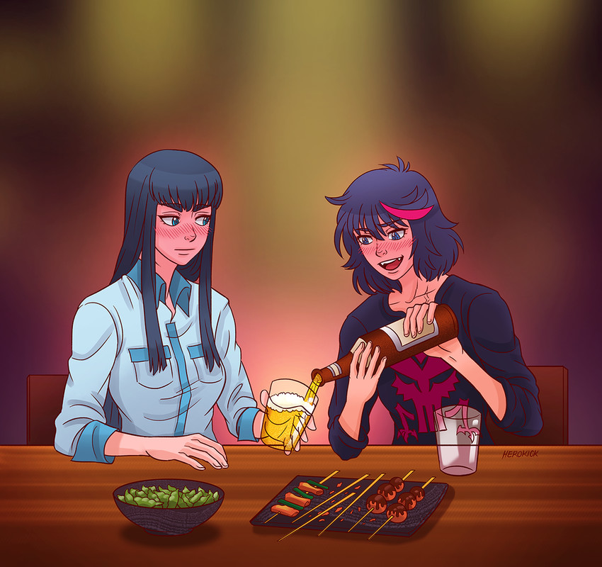 matoi ryuuko and kiryuuin satsuki (kill la kill) drawn by herokick