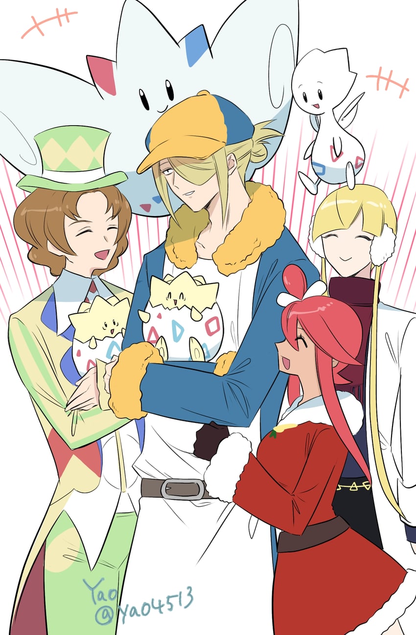 volo, togepi, togekiss, togetic, burgh, and 2 more (pokemon and 2 more) drawn by yao_(evep3835)