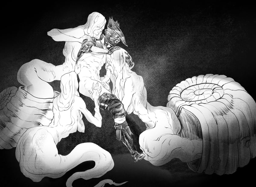 hunter and snail woman (bloodborne) drawn by caio_santos